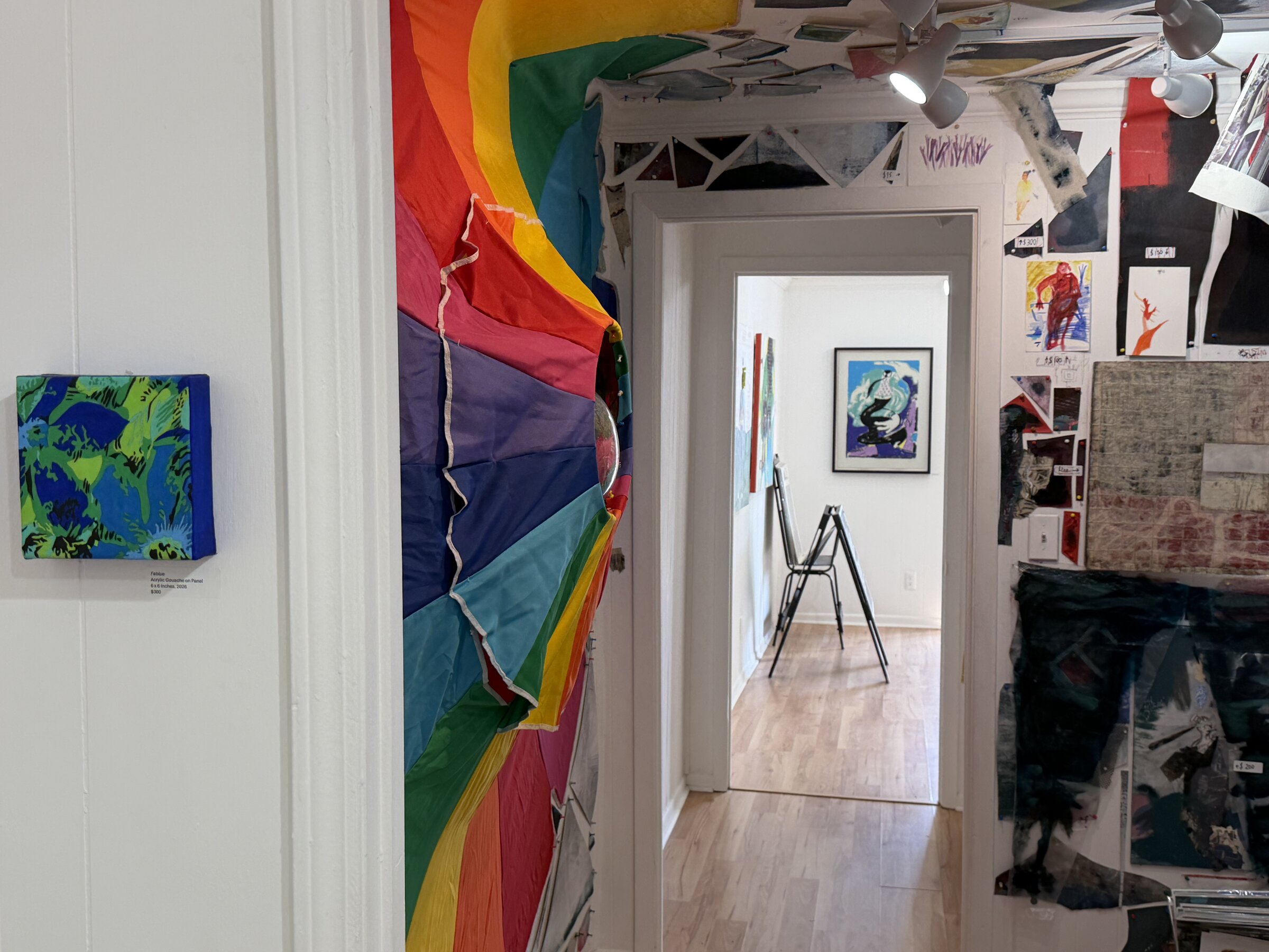 in front room works by Joanna Silver. In the Back room Works by Alejandro Giraldo